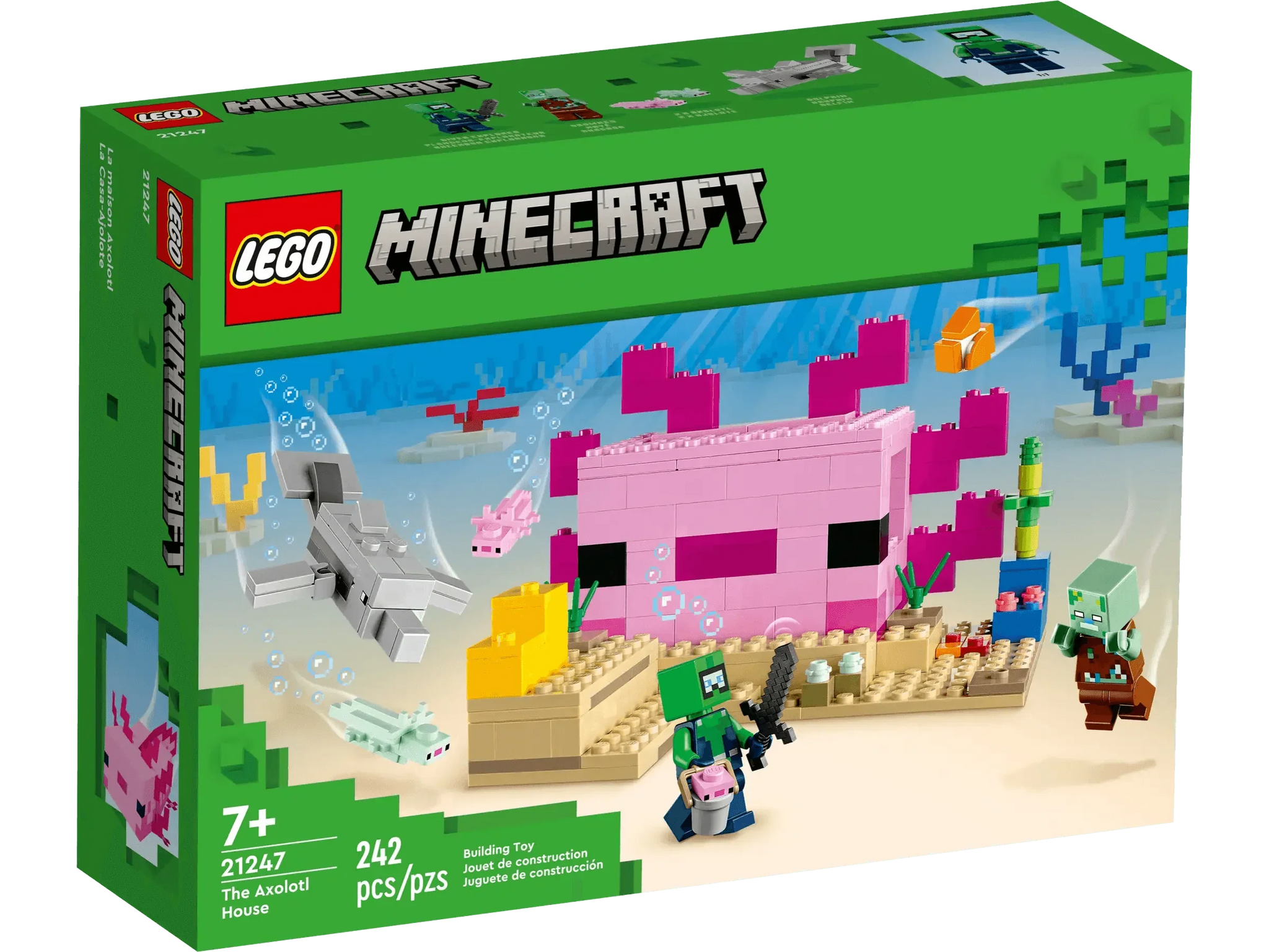 LEGO Minecraft 21247 Axolotl House with Underwater Adventure