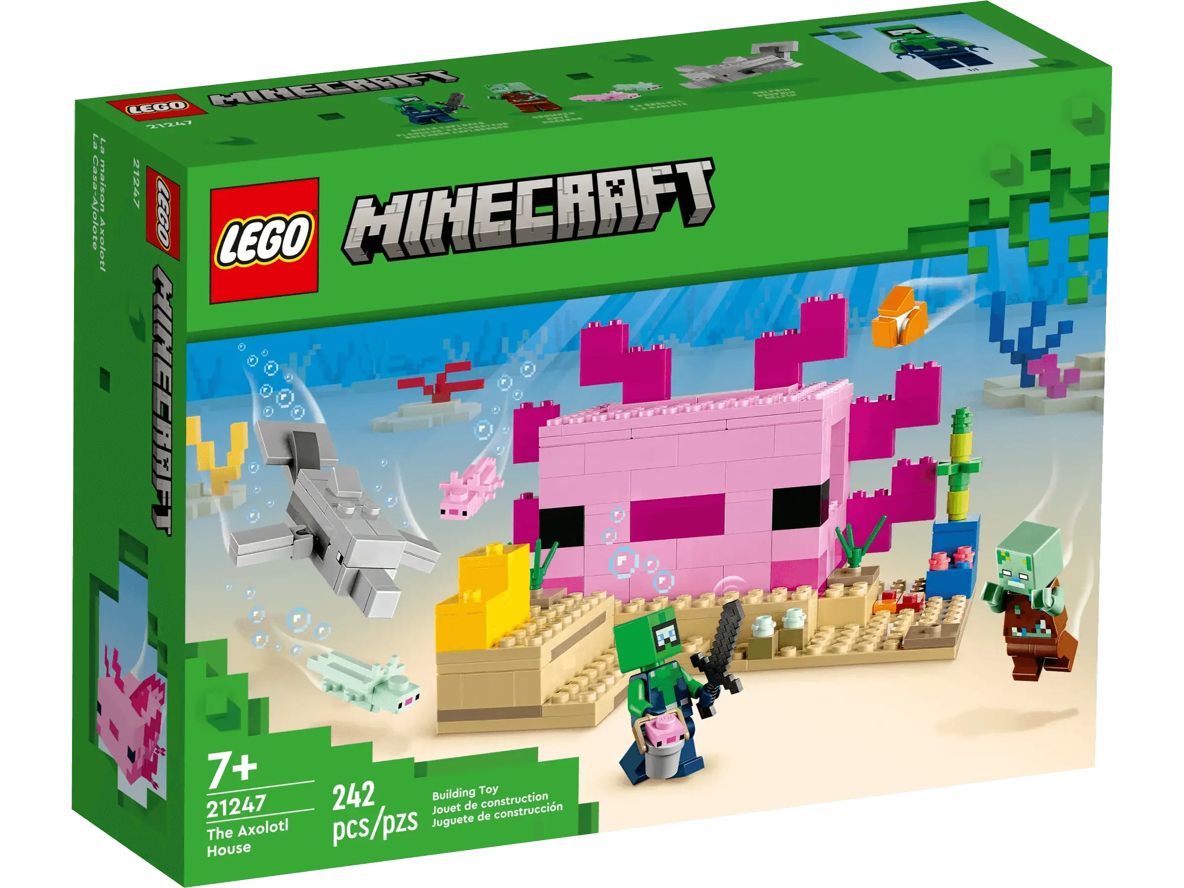 LEGO Minecraft 21247 Axolotl House with Underwater Adventure