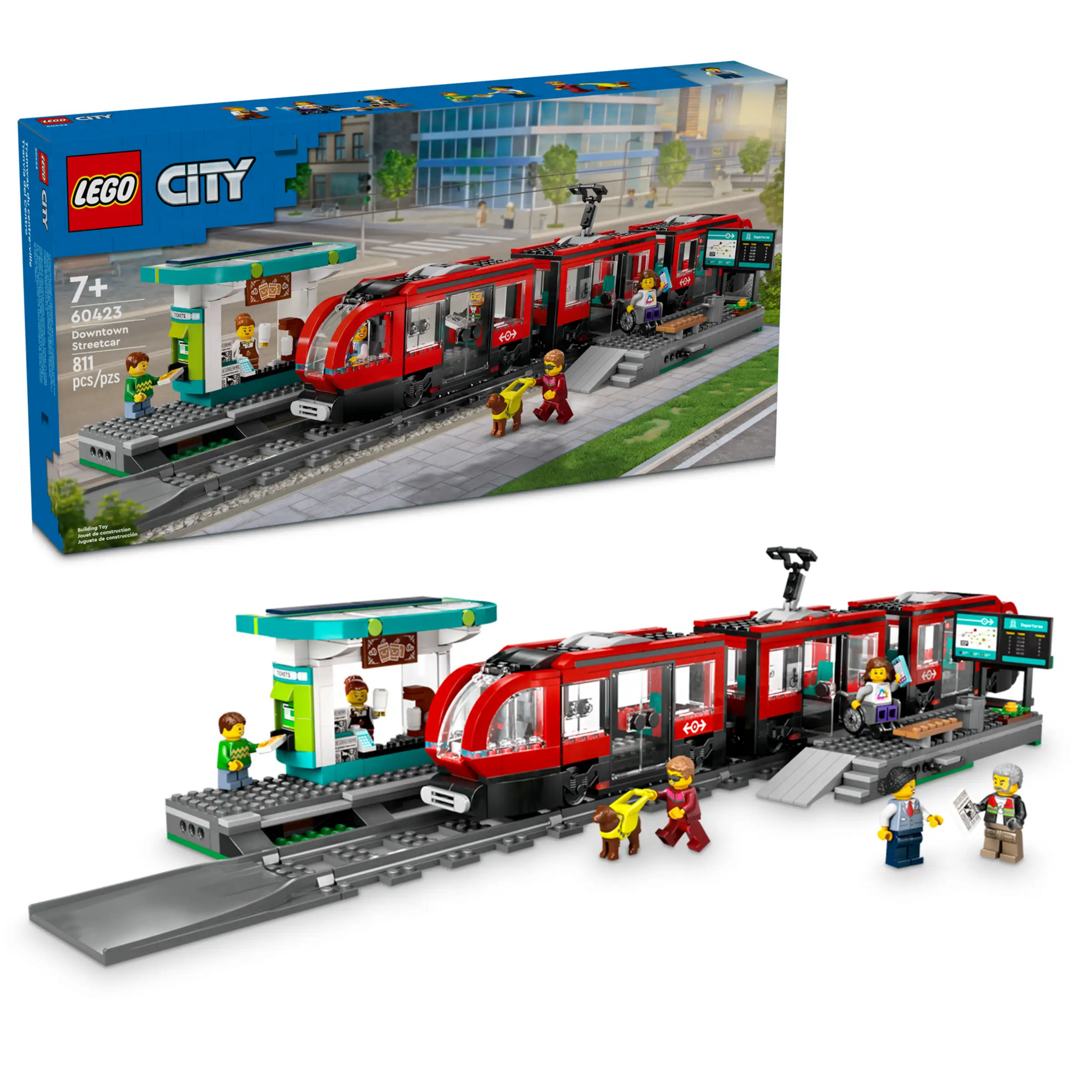 LEGO CITY 60423 Downtown Streetcar with Station and Minifigures