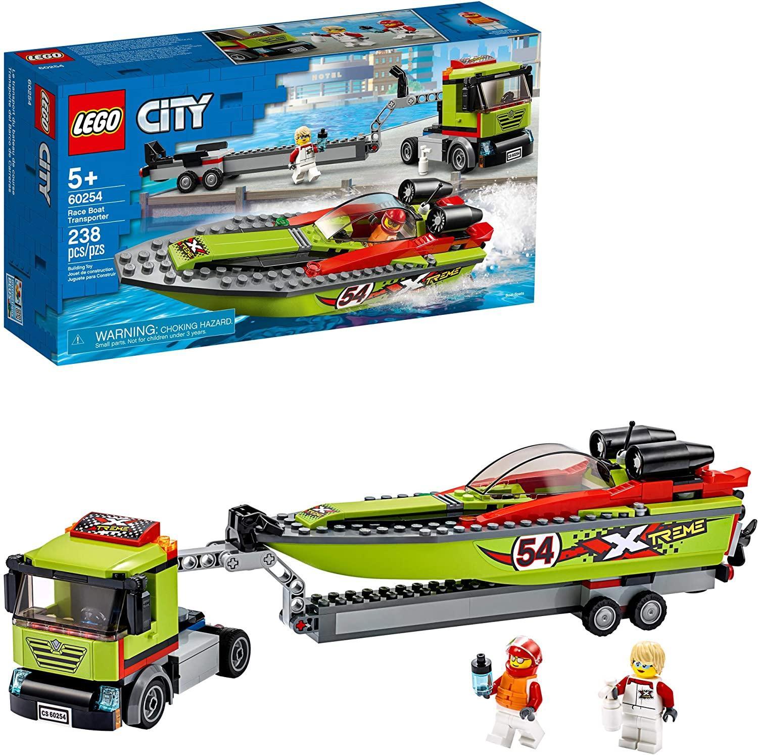 LEGO City Race Boat Transporter Set with Floating Boat
