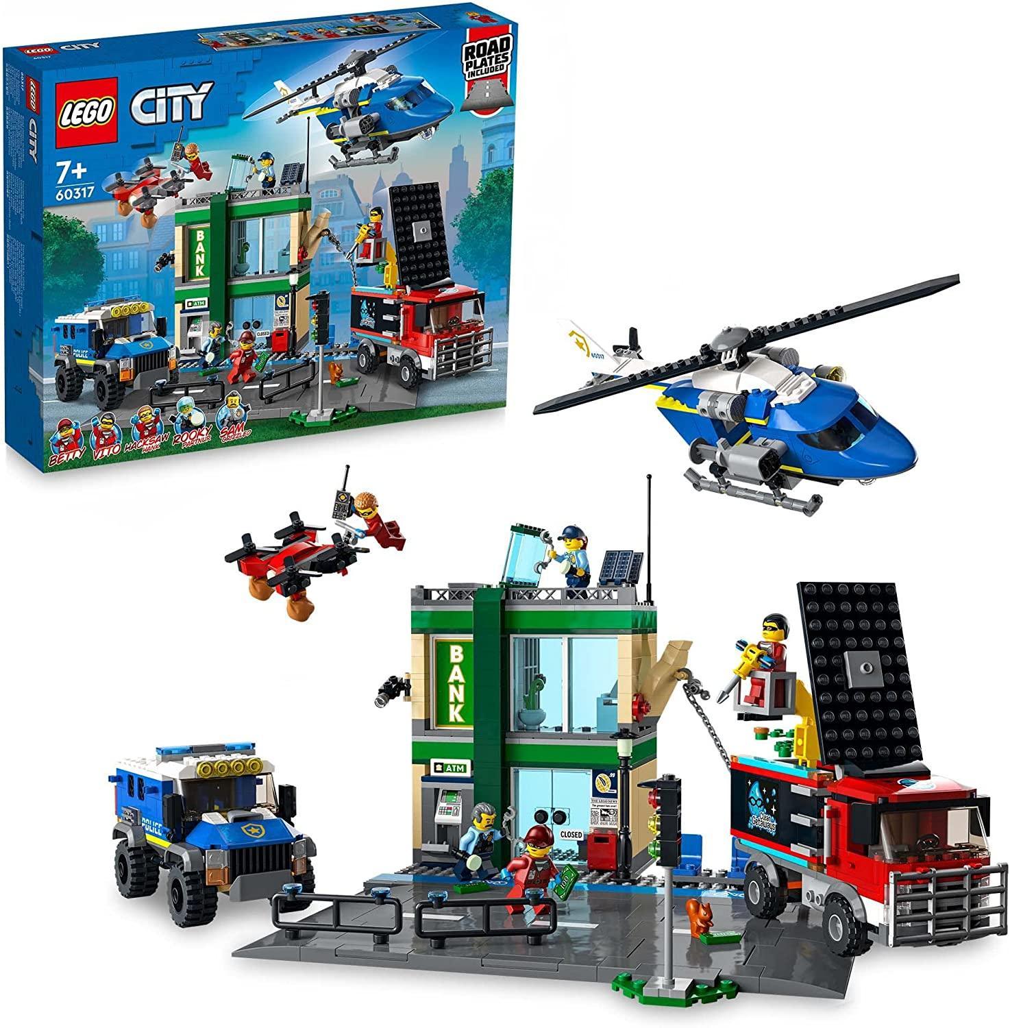 LEGO City 60317 Police Chase Bank Playset with Helicopter