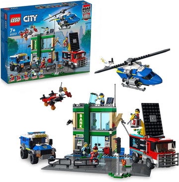 LEGO City 60317 Police Chase Bank Playset with Helicopter