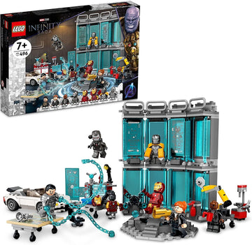 LEGO Iron Man Armory Set with 8 Minifigures, 496 Pieces
