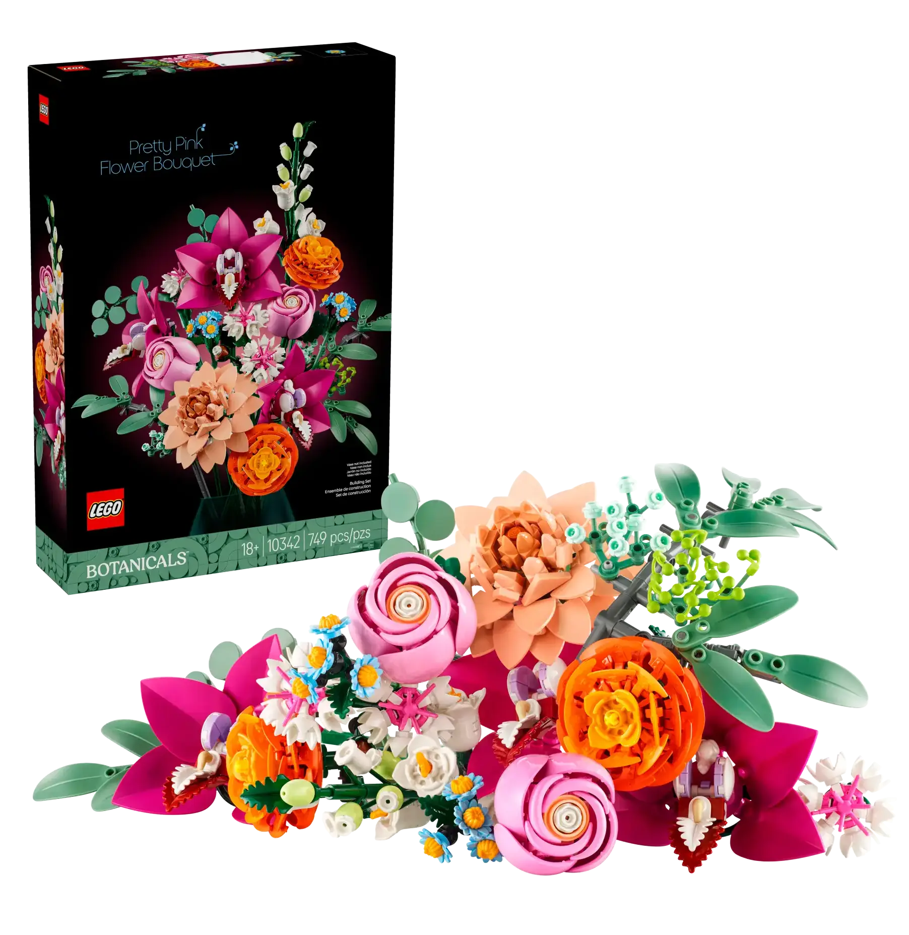 LEGO Botanicals 10342 Pretty Pink Flower Bouquet Set