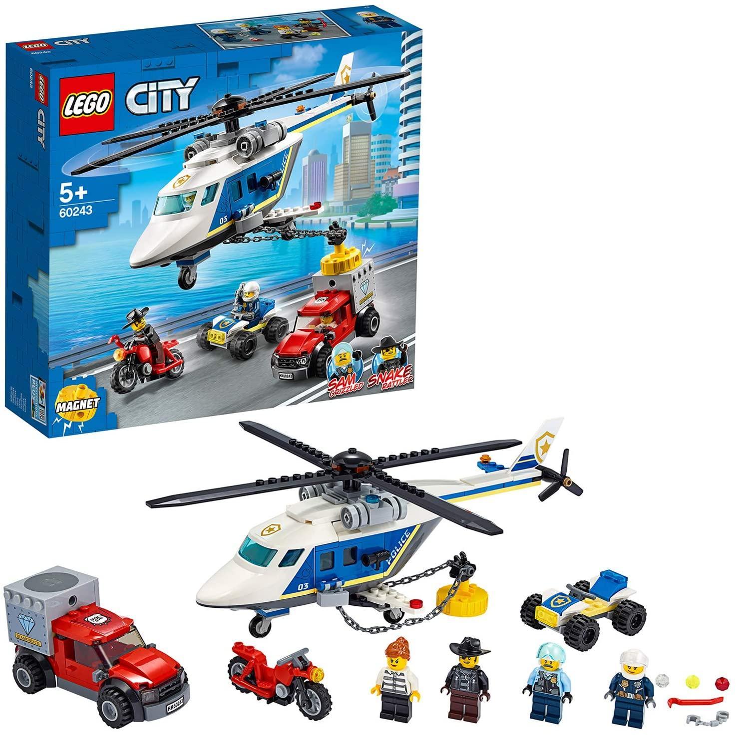 LEGO CITY 60243 Police Helicopter Chase Playset for Kids