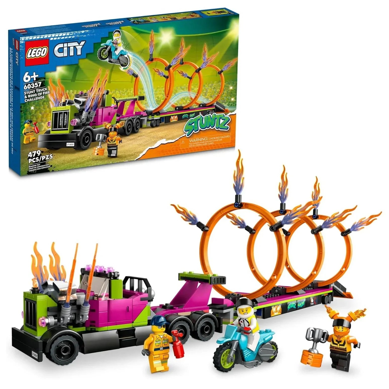 LEGO CITY 60357 Stunt Truck with Ring of Fire Challenge