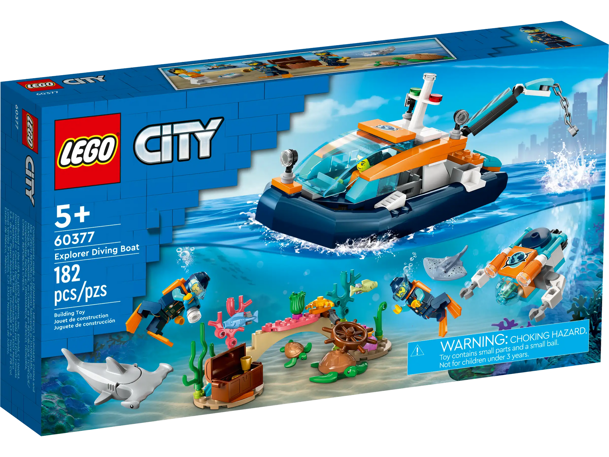 LEGO City 60377 Explorer Diving Boat with Mini-Sub & Figures