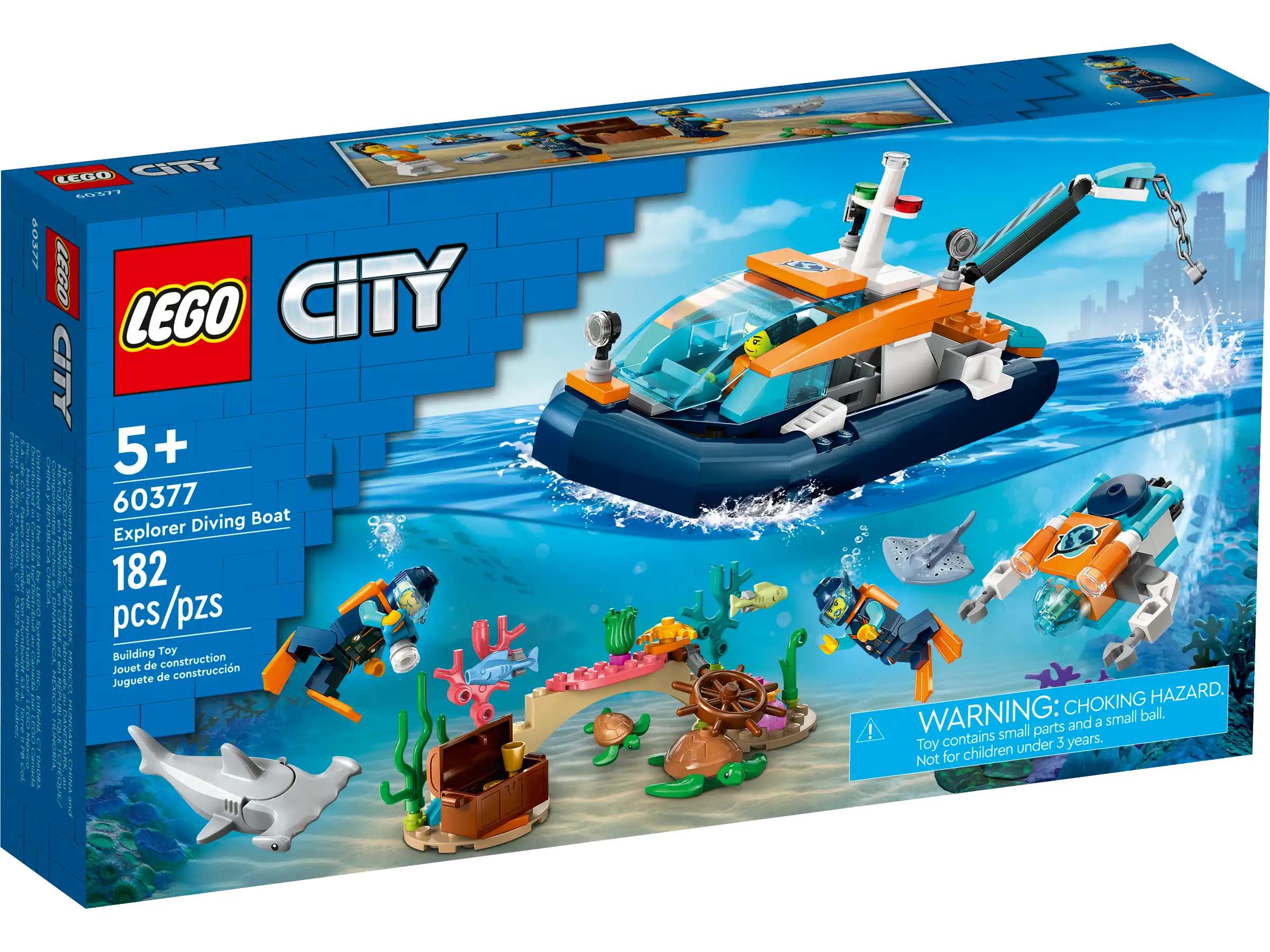 LEGO City 60377 Explorer Diving Boat with Mini-Sub & Figures