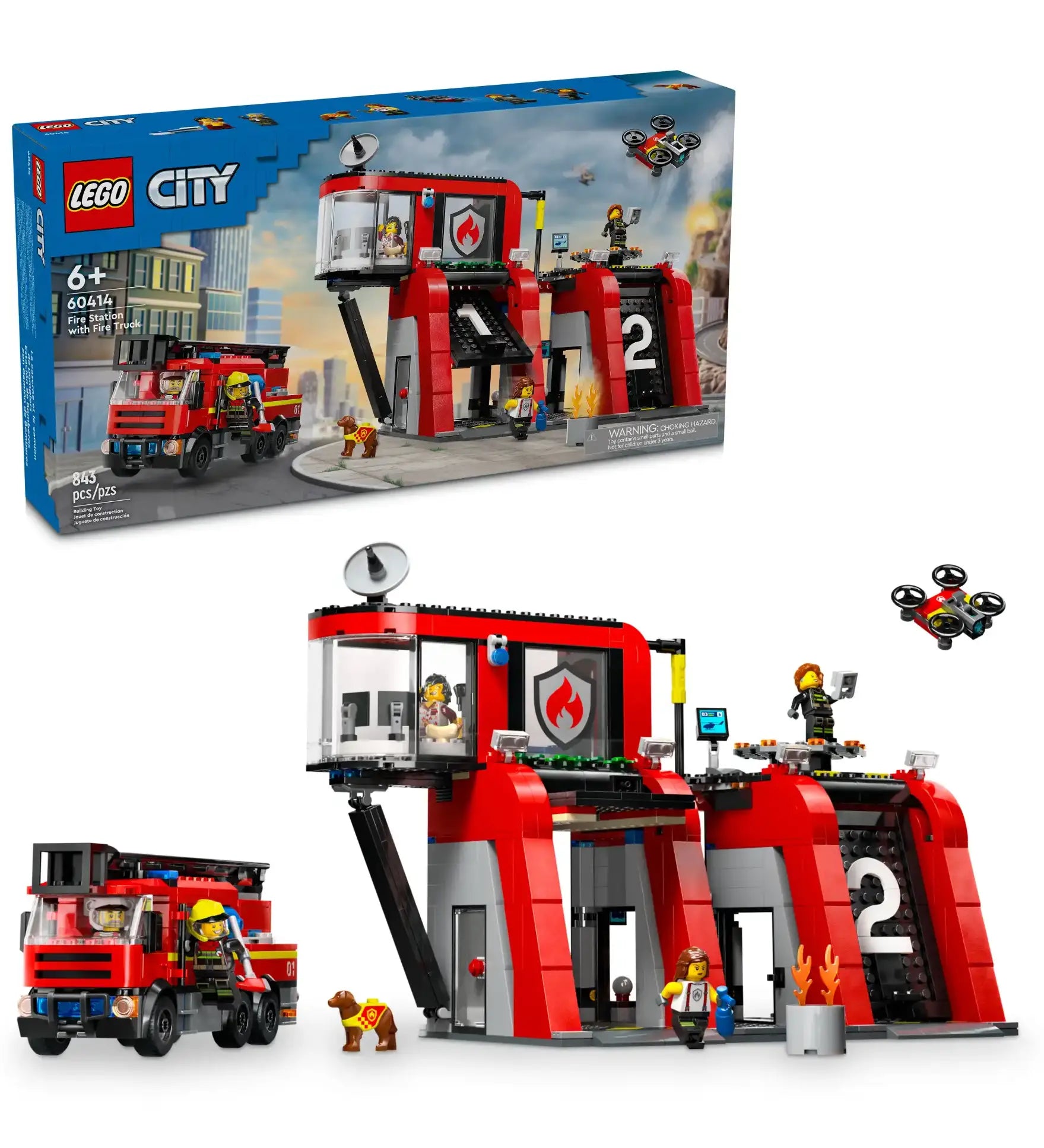LEGO CITY 60414 Fire Station Playset with Fire Truck
