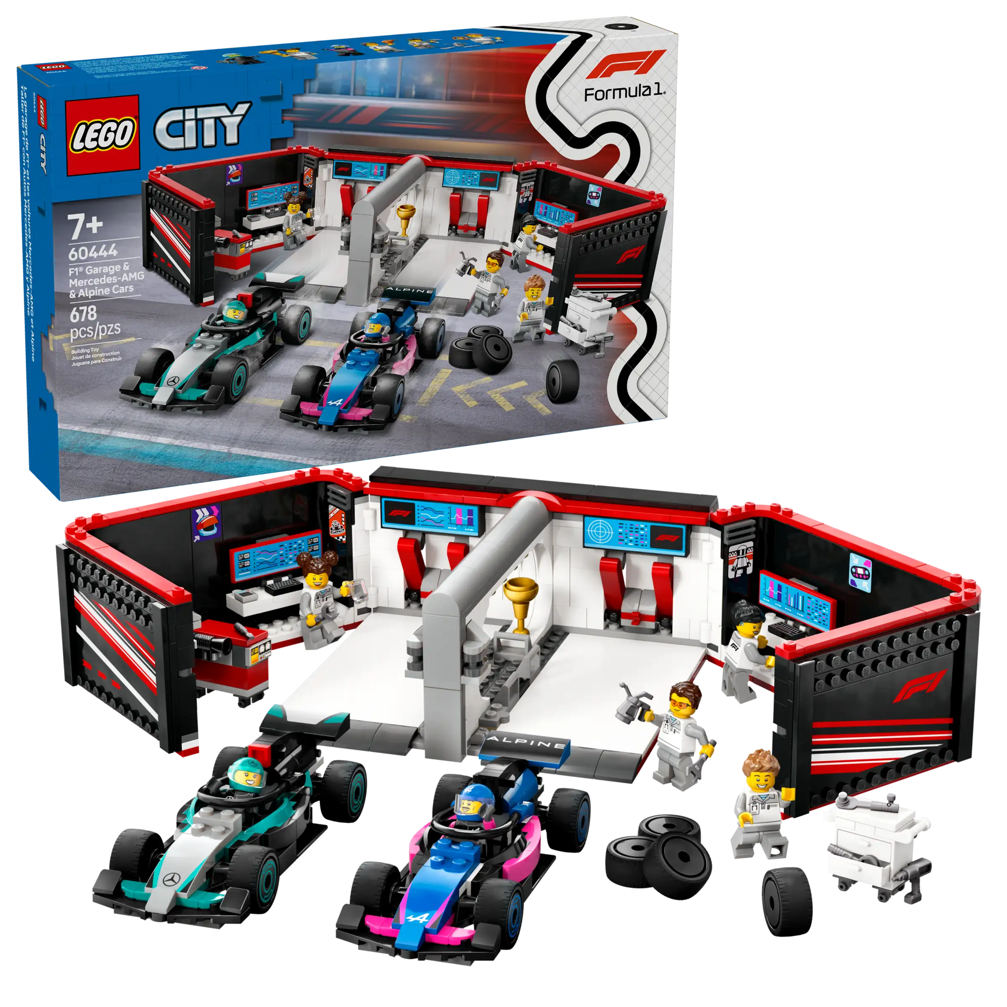 LEGO City F1 Garage with Mercedes-AMG & Alpine Cars