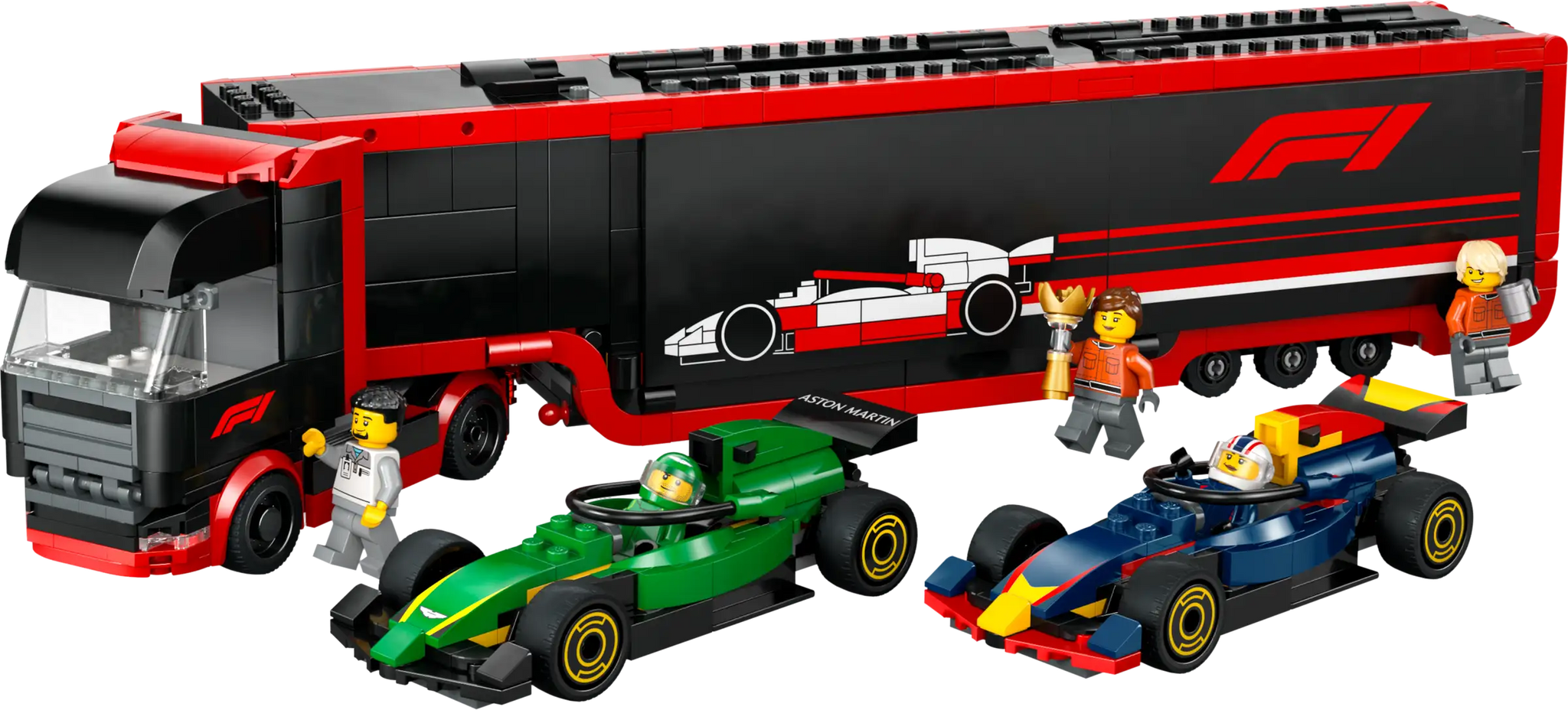 LEGO CITY F1 Truck with RB20 & AMR24 Cars Set