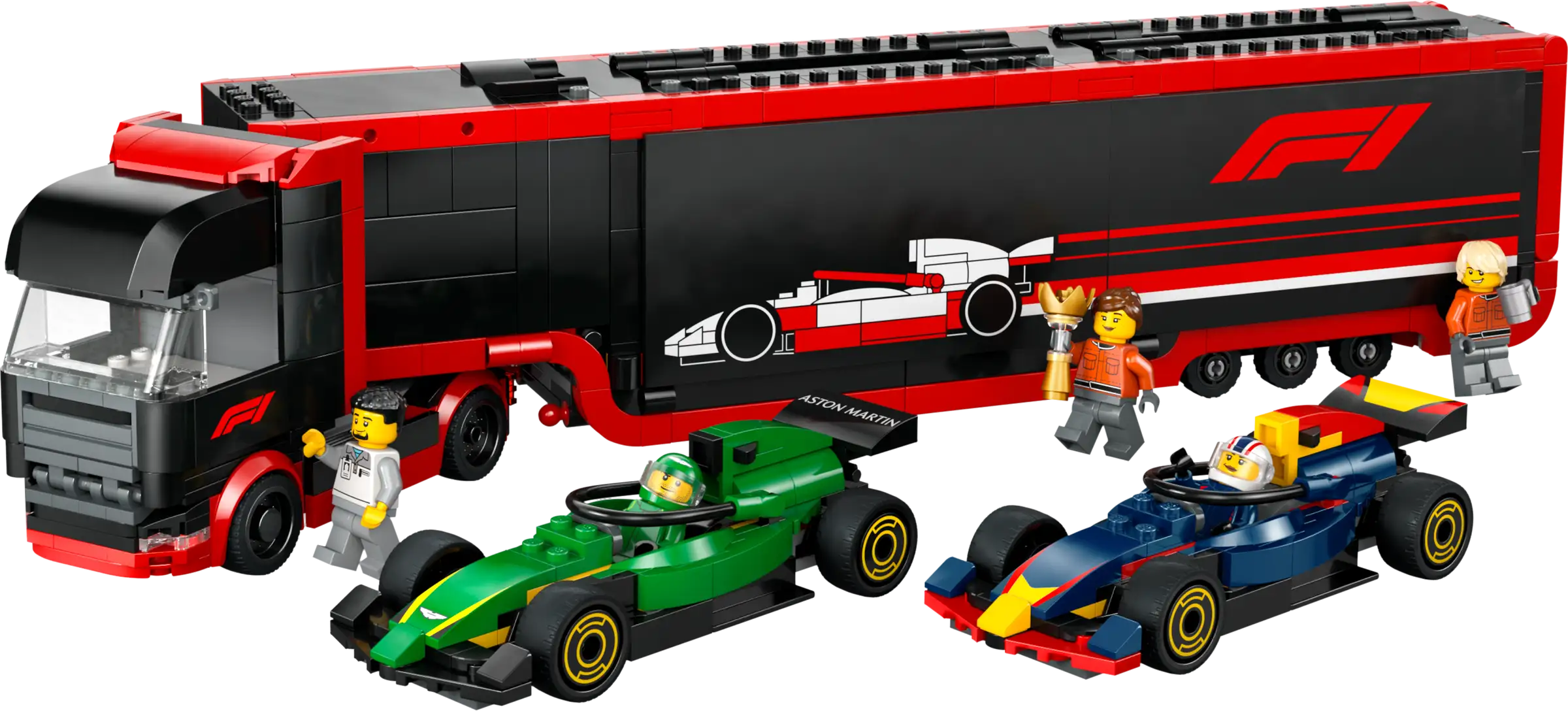 LEGO CITY F1 Truck with RB20 & AMR24 Cars Set
