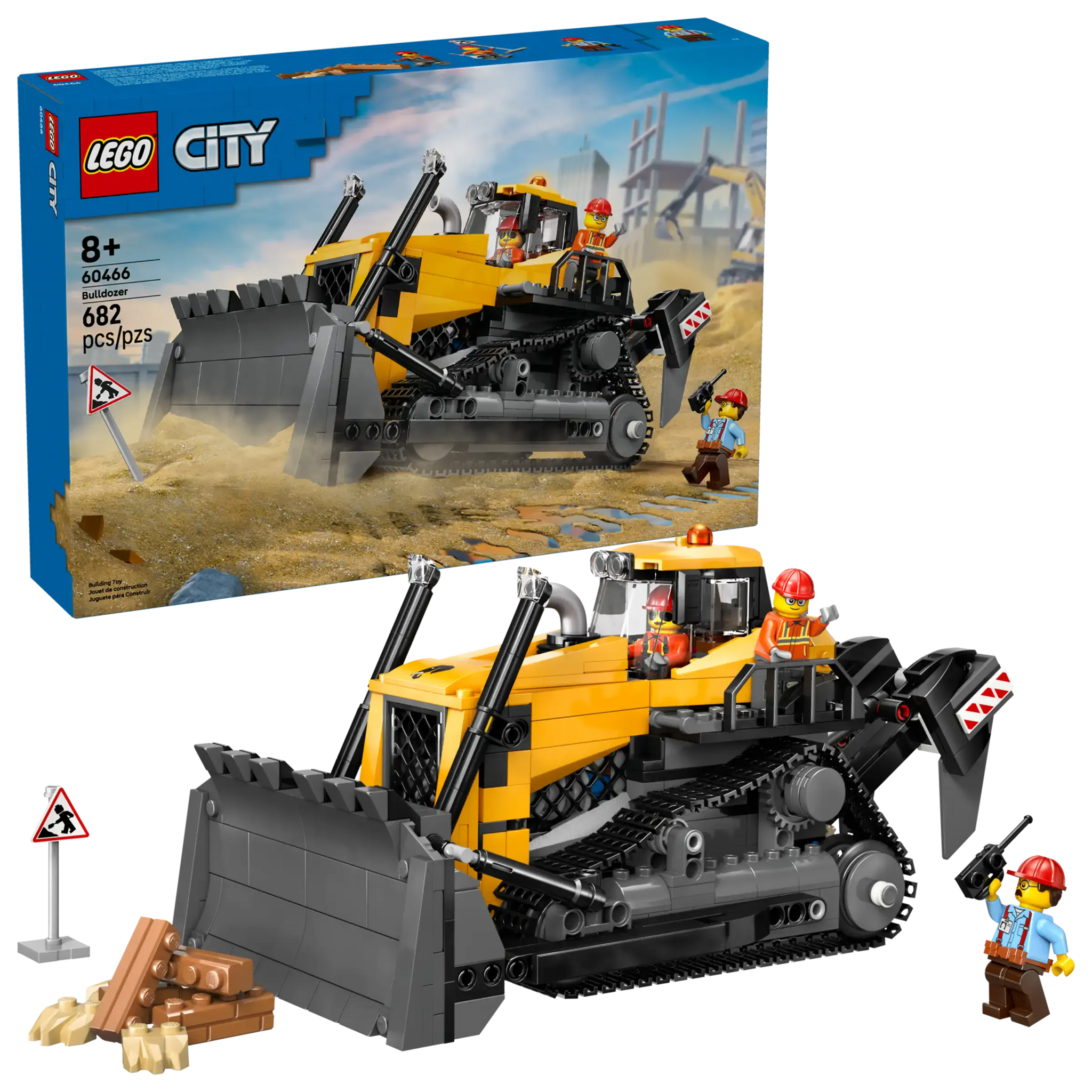 LEGO CITY 60466 Yellow Bulldozer Construction Toy Set