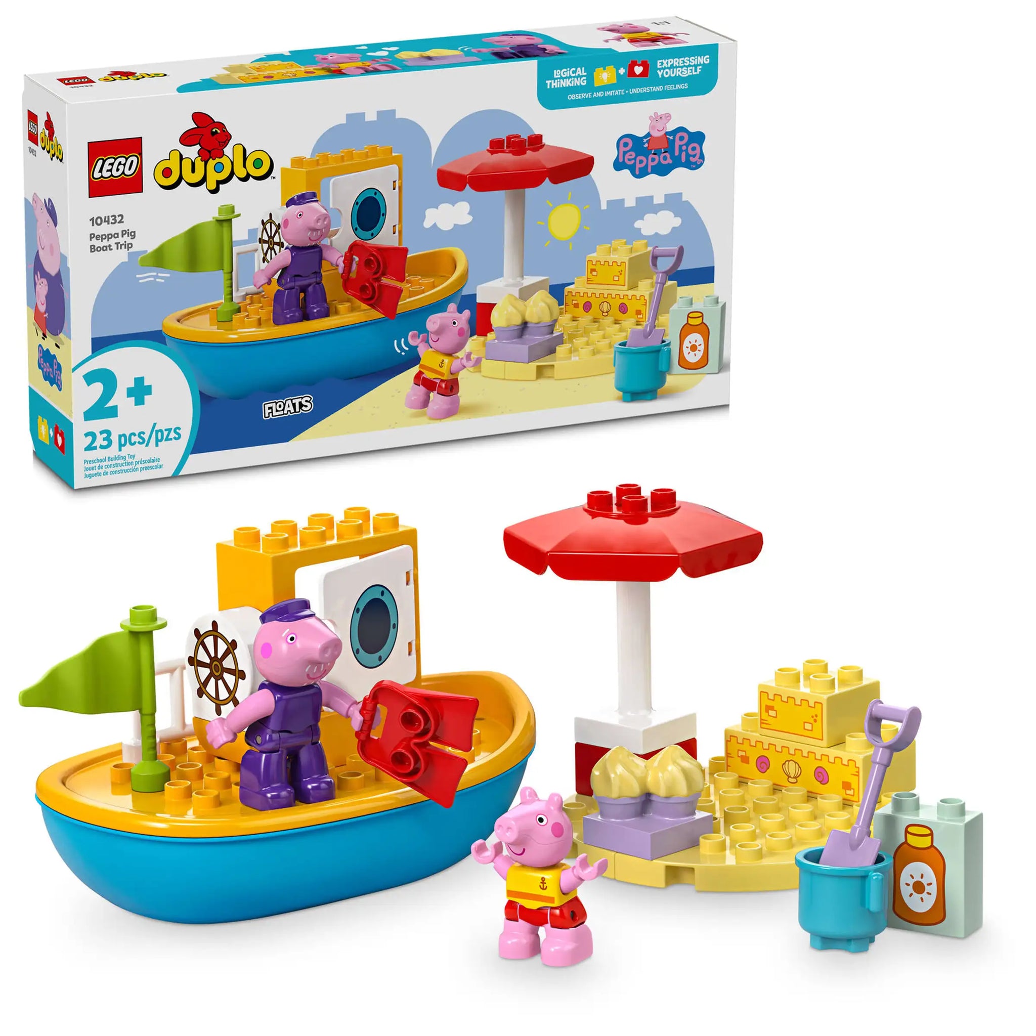 LEGO DUPLO Peppa Pig Boat Trip Toy for Toddlers 2+