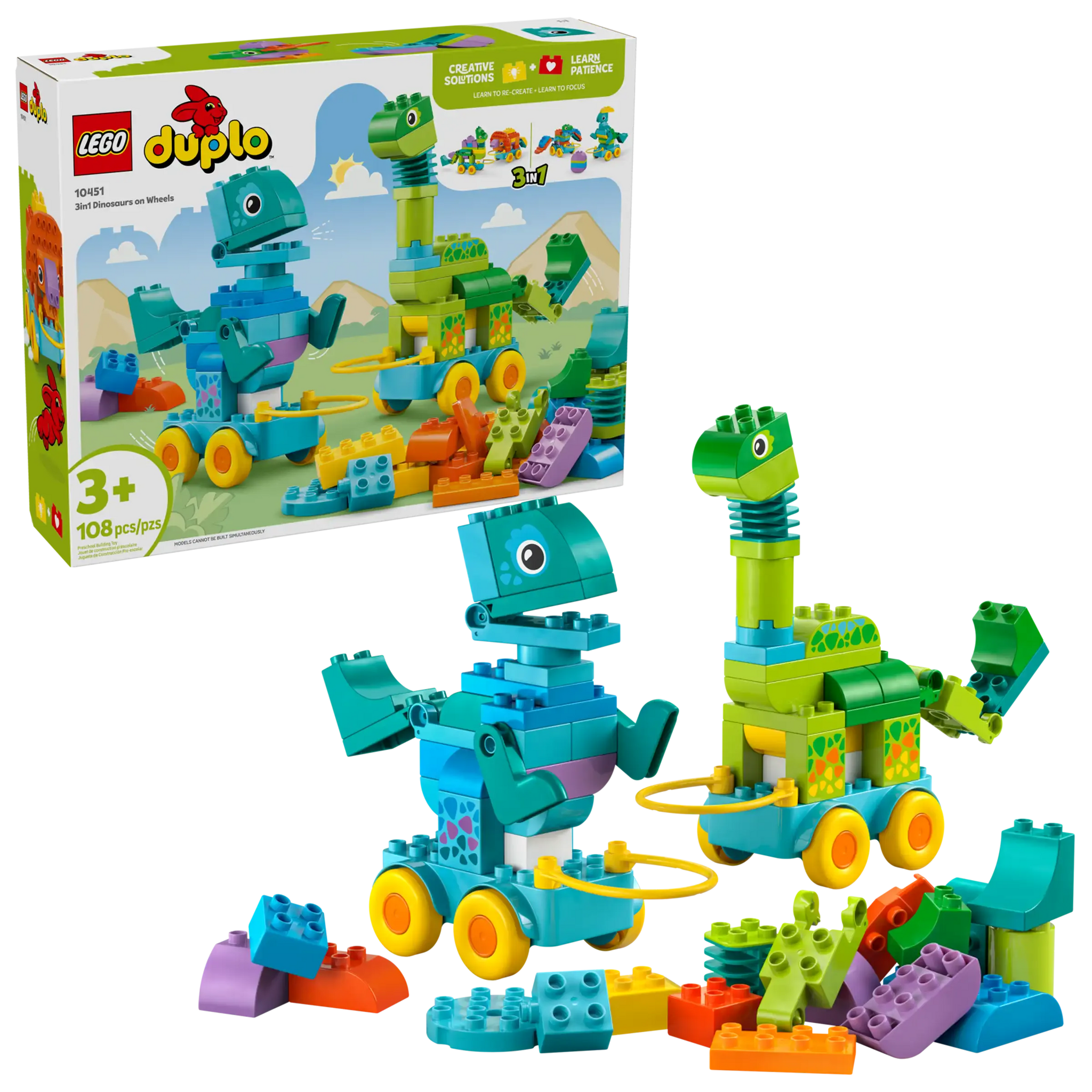 LEGO DUPLO 3in1 Dinosaurs on Wheels Toddler Toy Set