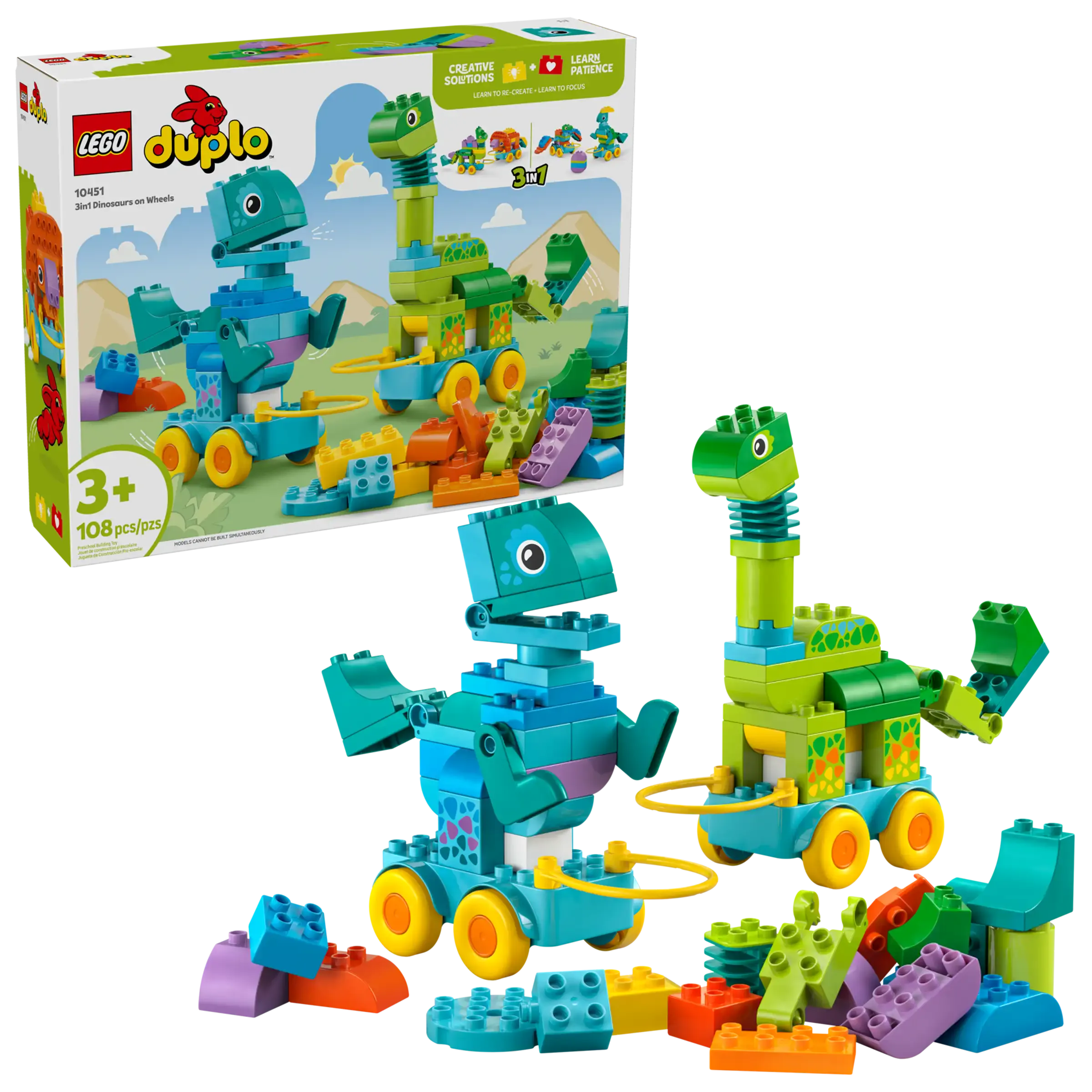 LEGO DUPLO 3in1 Dinosaurs on Wheels Toddler Toy Set