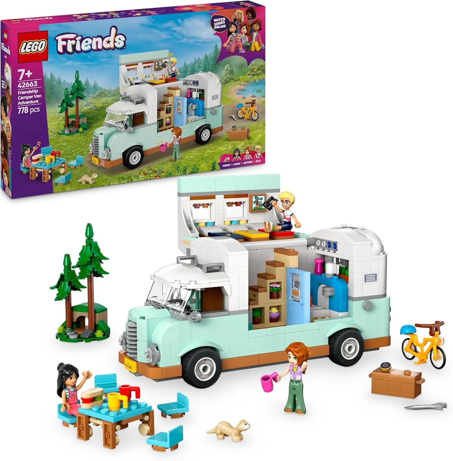 LEGO FRIENDS 42663 Camper Van Adventure Set with Mini-Dolls