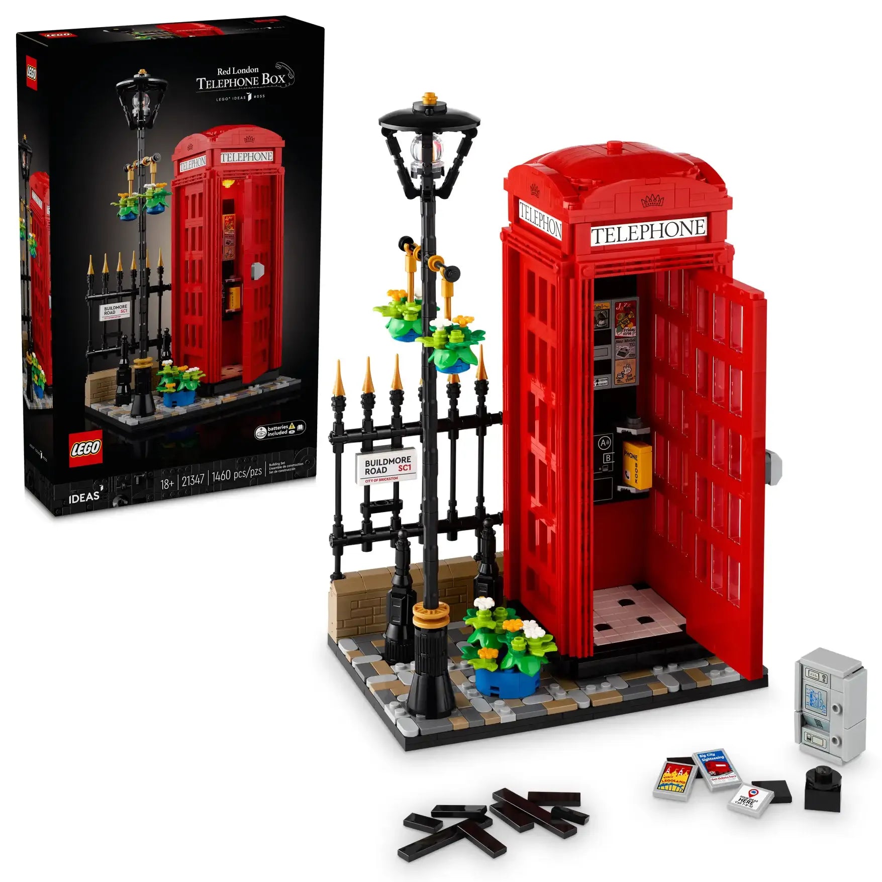 LEGO IDEAS 21347 Red London Telephone Box with Light Brick