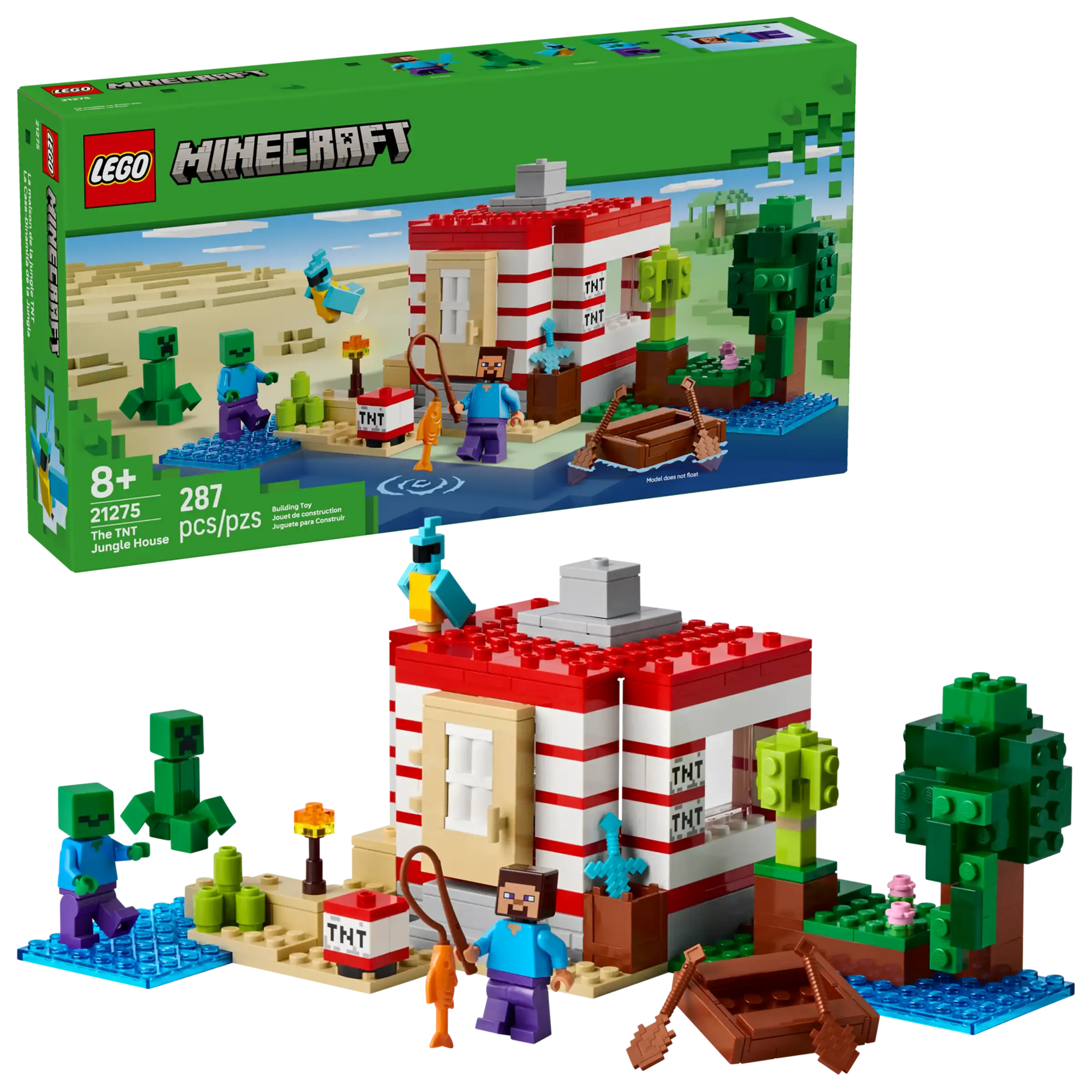 LEGO Minecraft TNT Jungle House Set with Steve & Creeper