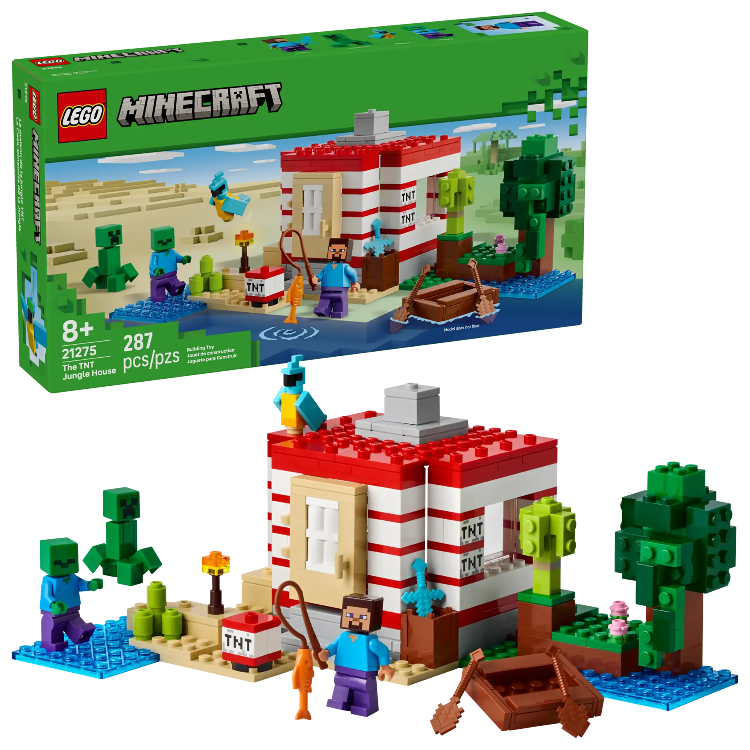 LEGO Minecraft TNT Jungle House Set with Steve & Creeper